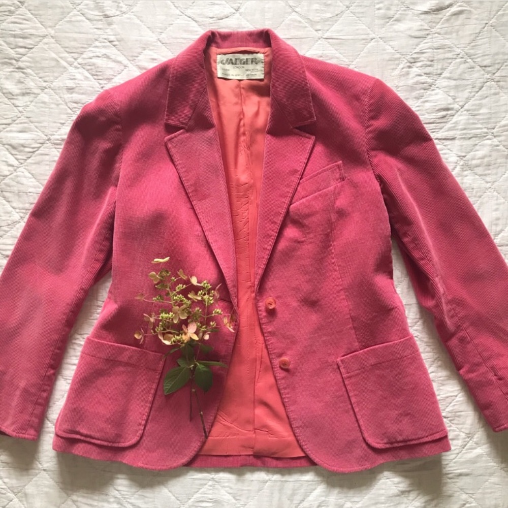 1970s Jaeger Blush Pink Corduroy Blazer